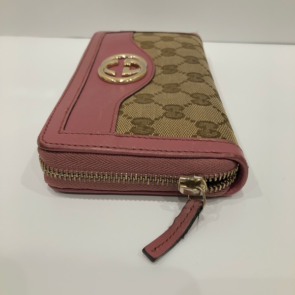 Gucci Pink GG Canvas Zip Around Wallet Sku#84384 (Gently used) - Picture 3 of 14